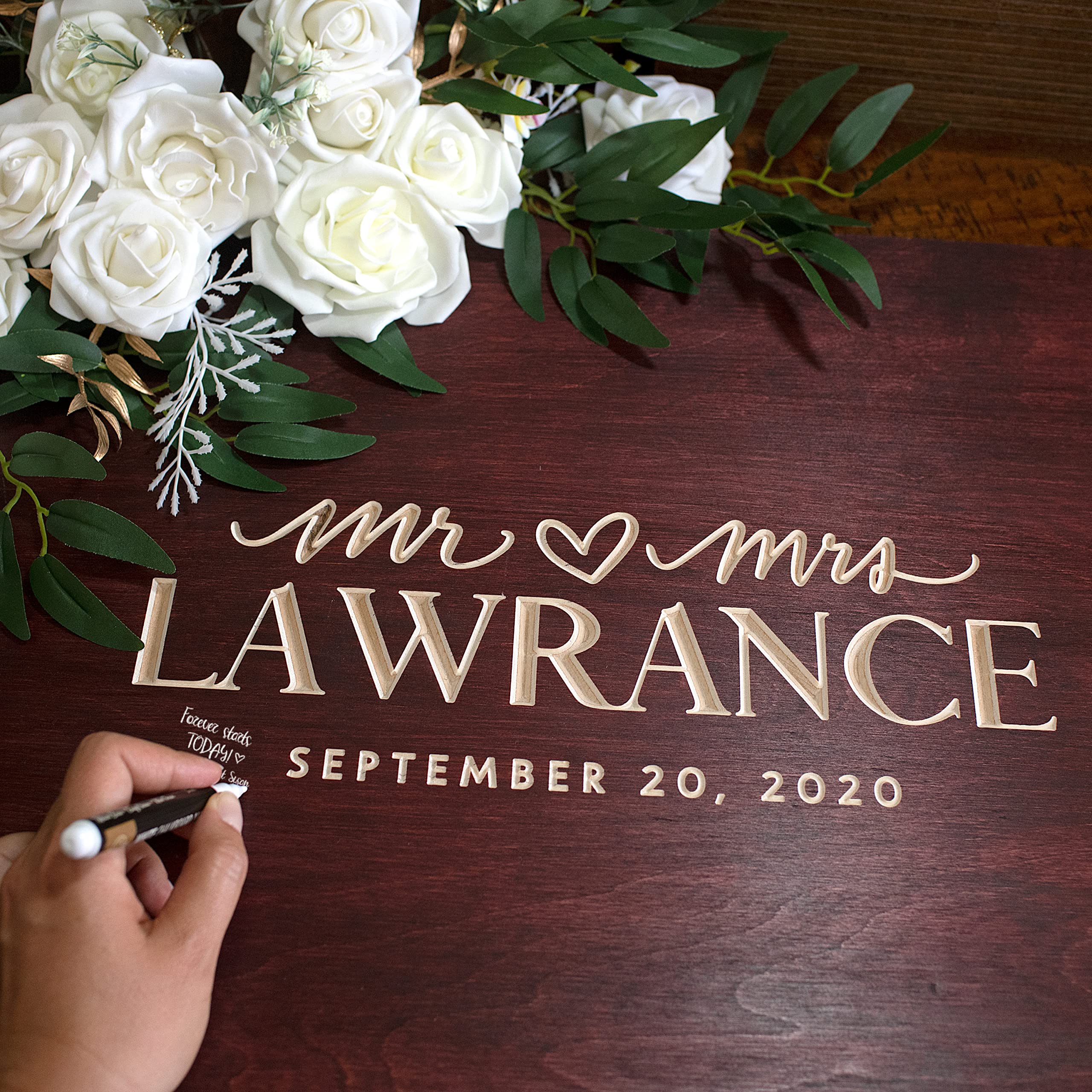 Personalized Wedding Guest Book Alternative - Custom Wood Sign With Couple Names & Date, Rustic Wedding Decor