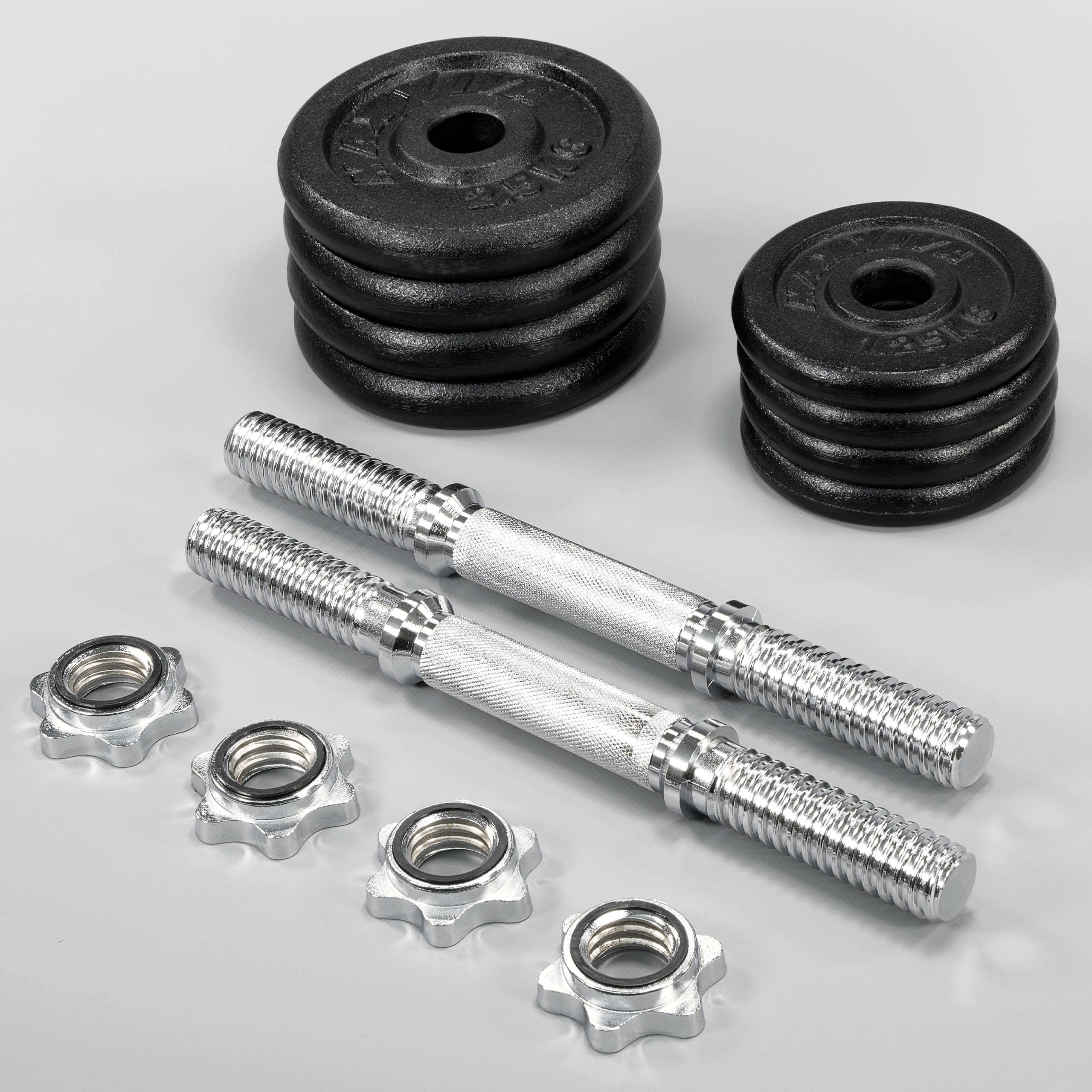 Kurzhantel-Set Gusseisen 2x10 kg 8 Gewichtsscheiben Sternverschluss Hantelset für Kraftsport Muskelaufbau Workouts Bodybuilding Reha 20 kg