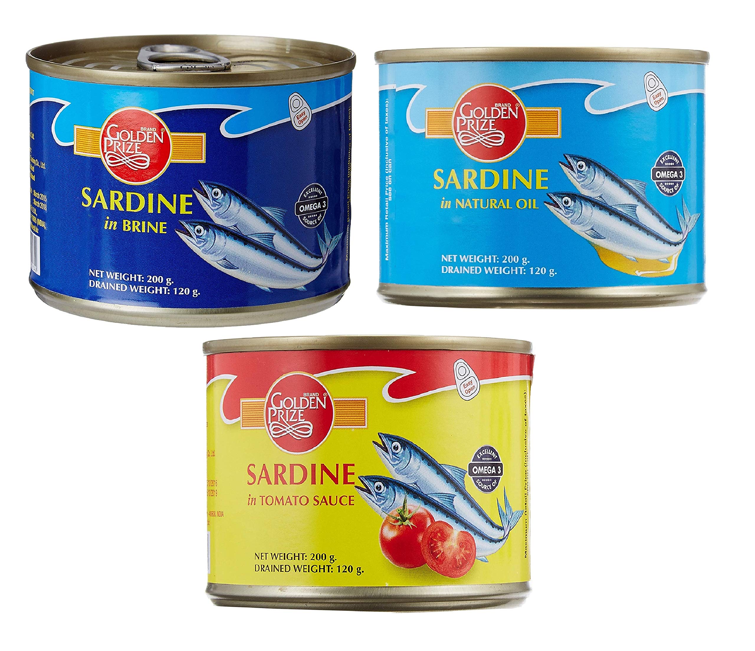 Golden Prize Combo - 1 x Sardine in Brine, Sardine in Natural Oil and Sardine in Tomato Sauce (3 x 200gms Each) (B07WTTVCQC) Amazon Price History, Amazon Price Tracker
