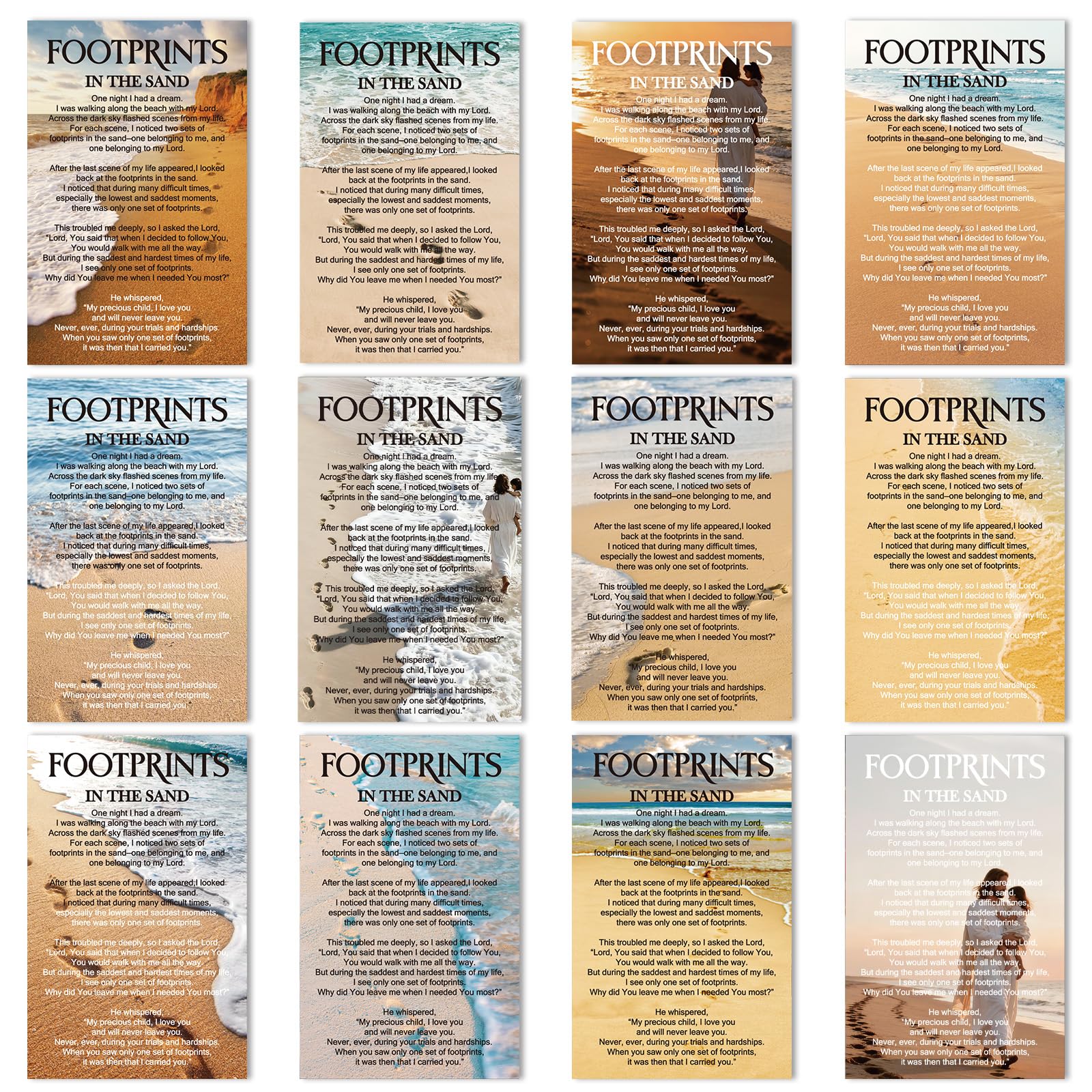 cosmisun Footprints In The Sand Gospel Tract Card 240Pcs Plan of Salvation Cards Bible Verse Pocket Holy Postcards Inspirational Gospel Tracts Prayer Bookmarks Christian Gift for Women Men Church