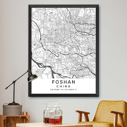 Mapa de Foshan, China, Light 2 (12x16)