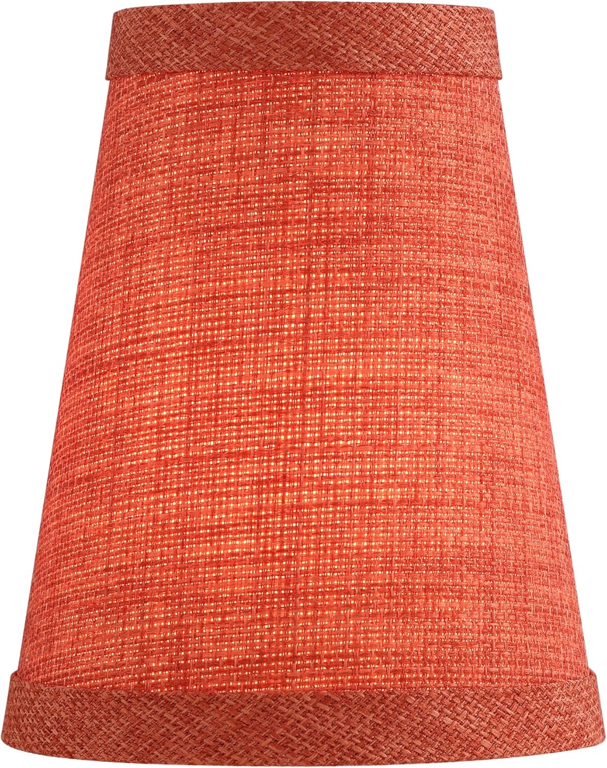Aspen Creative 51043-9,Hardback Empire Transitional Clip-On Chandelier Shade/Brick Red Burlap Textured Fabric.2.5"Top x 4"Bottom x 5"Slant.Set Of 9.