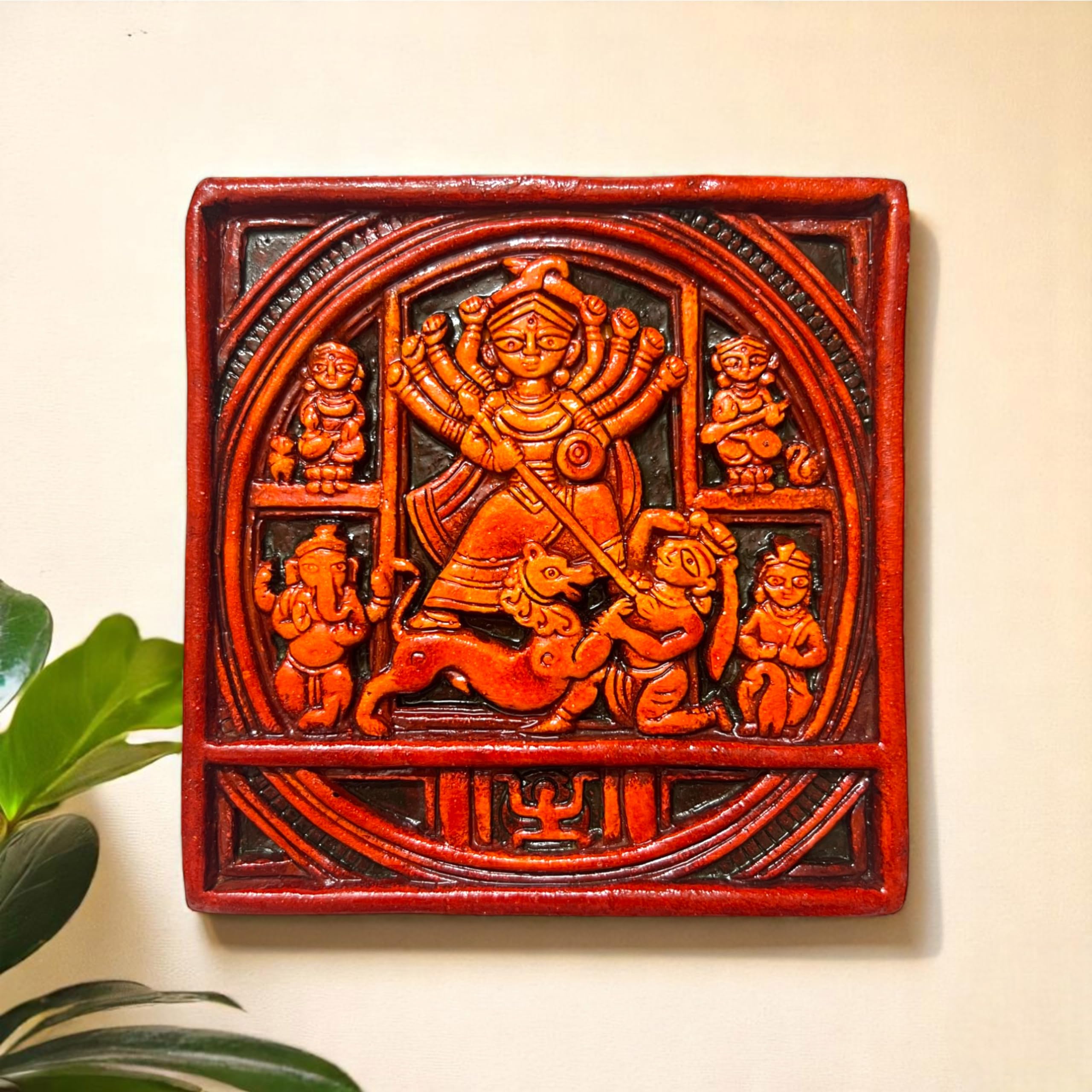 Shiv Parvati Terracotta Wall Hanging - Divine Home Decor -11