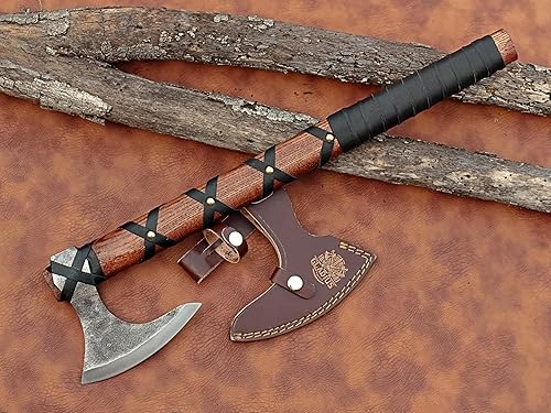 Miniatura 5 de Exquisita hacha vikinga hecha a mano, ideal para coleccionistas y entusiastas  Auténtica, artesanal  Hacha de estilo medieval con acero de alto