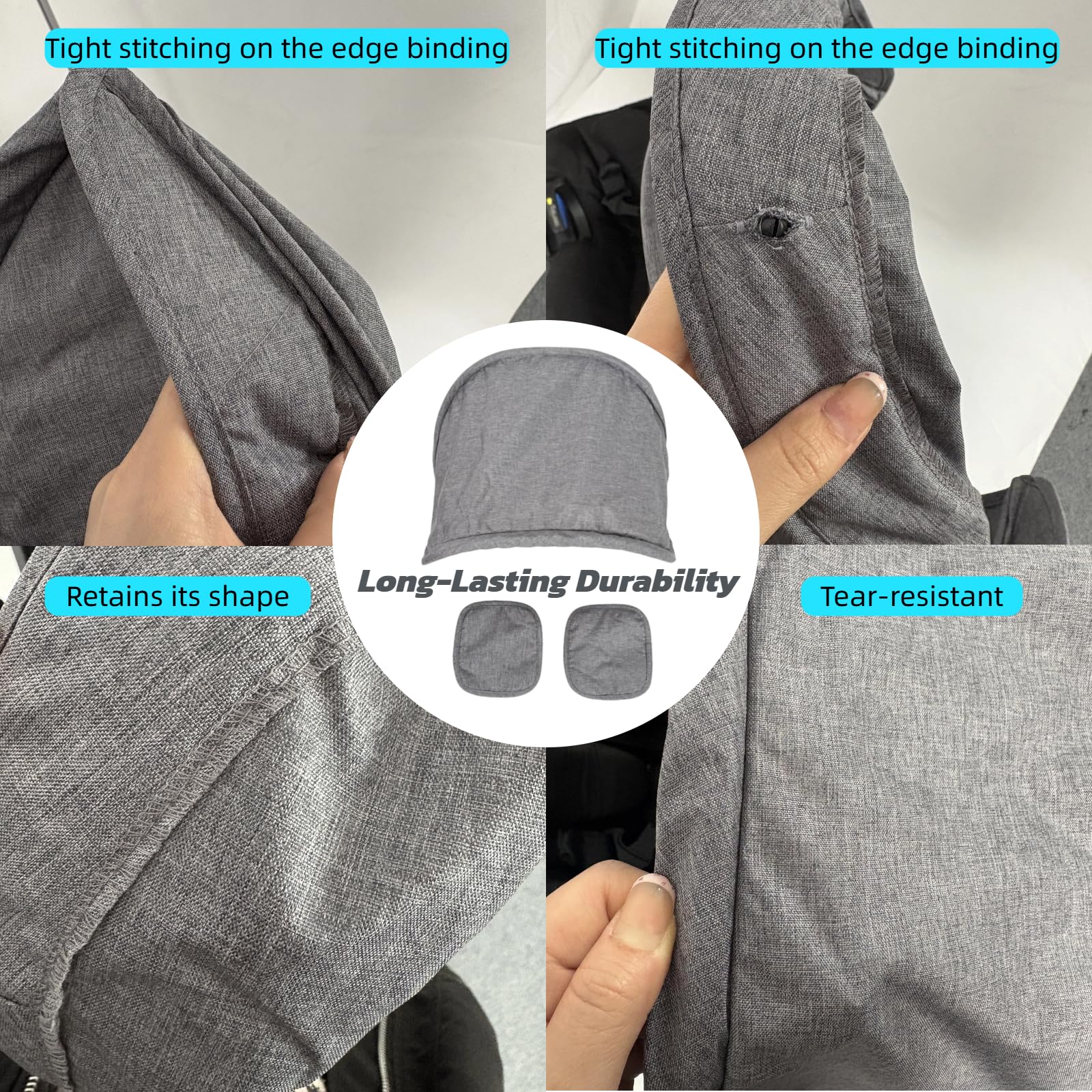 Compatible with Doona Canopy Replacement, Doona Hood Replacement for Doona Car Seat Stroller, Thick Wrinkle-Resistant Sun Shade Cover with Elastic Fasteners & Safety Seat Belt Pads (Grey) — view 5