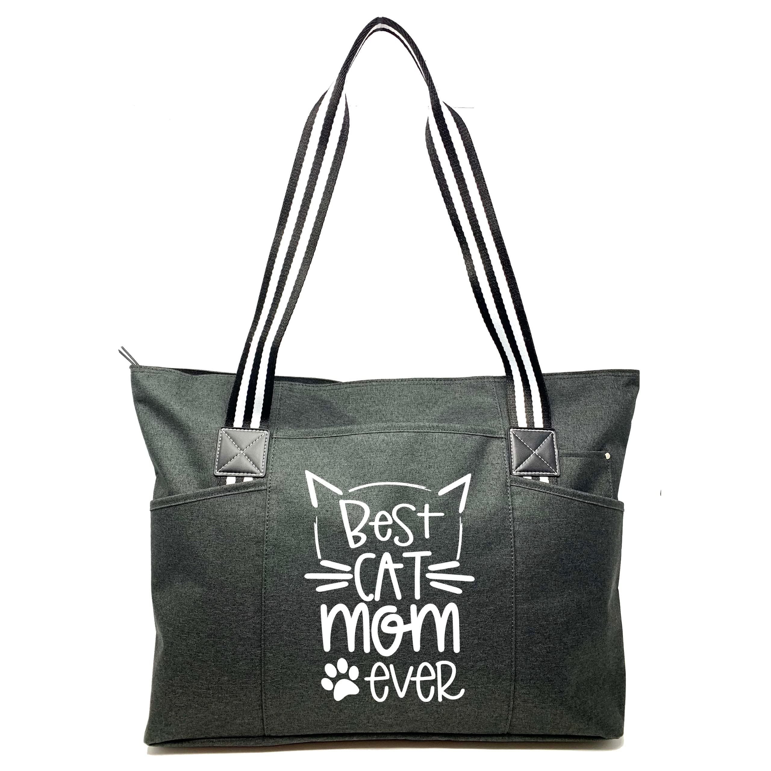 Large Cute Zippered Canvas Tote Bag for Women - Unique Fun Gifts for Work, Gym, Beach, Christmas, Birthday, Mother's Day