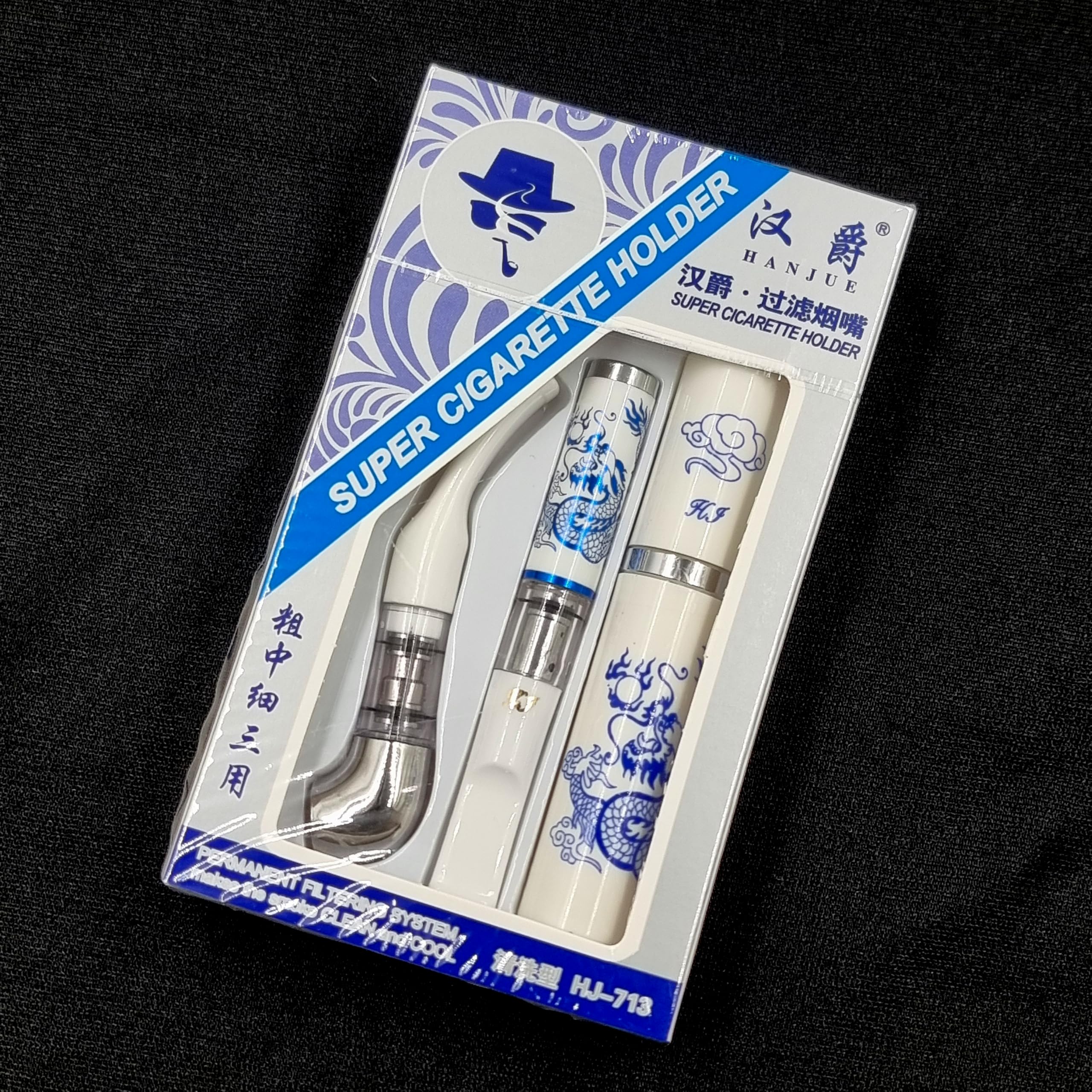 HANJUE Super Cigarette Holder with Efficient Filtering System, Blue and White Dragon Design, Clean and Cool Smoke Filter, Model HJ-713-image-11