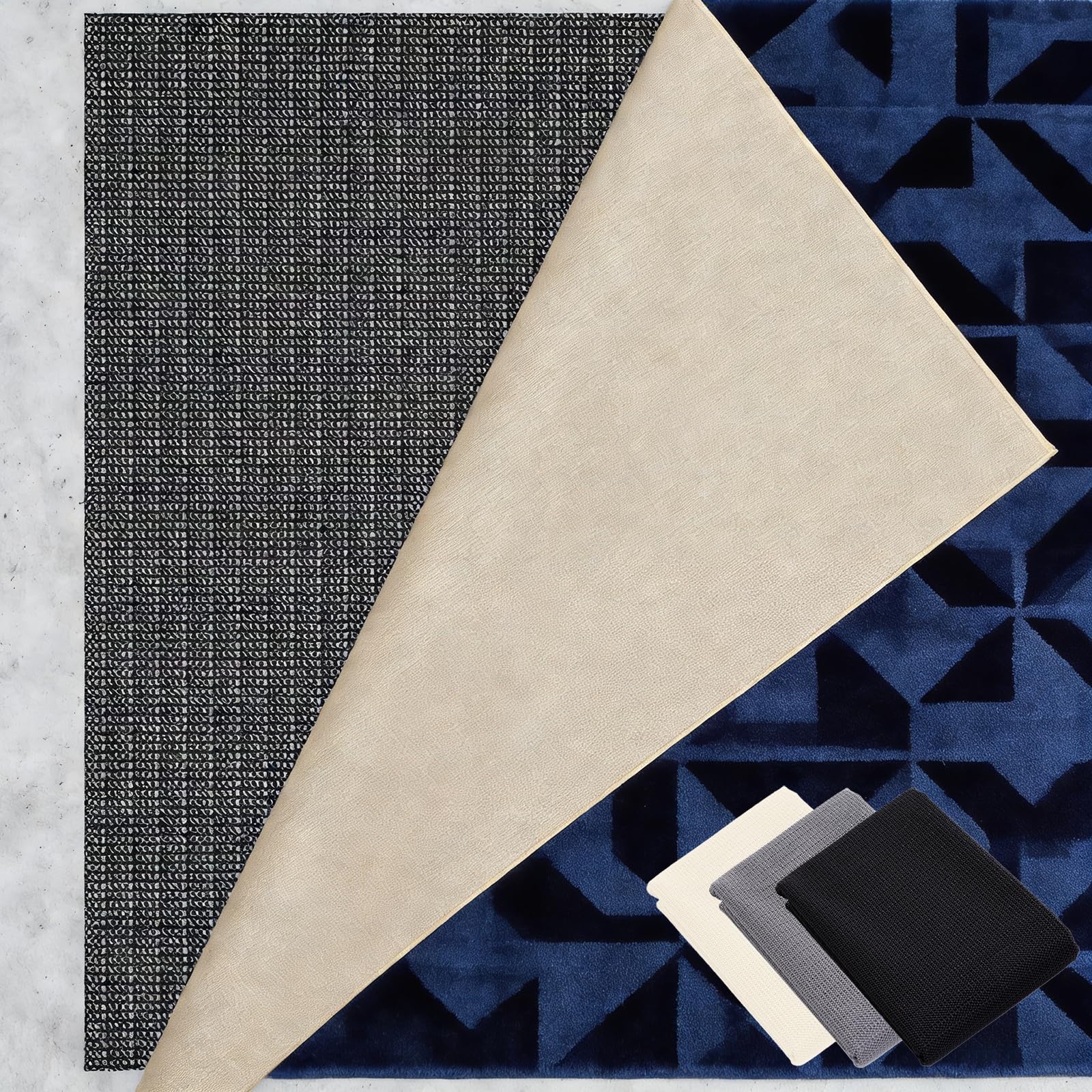 Tappetino Antiscivolo 220 x 220 cm Riutilizzabile, Inodore, Tagliabile, Lavabile e Personalizzabile Nelle Dimensioni, Sottotappeto Antiscivolo per Tappeti Perr Moquette, Nero