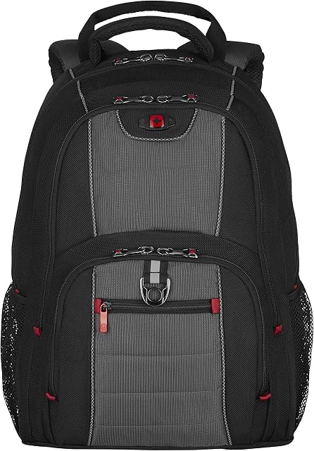Wenger 600633 PILLAR 16 Inch Laptop Backpack, Triple Protect Compartment with Case-Stabilising Platform in Black/Grey {25 Litre}