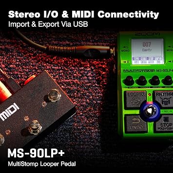 ZOOM MS-90LP+ Looper Pedal for Guitar and Bass, 32-bit float, 100 loops, 90 minutes per loop, max. 13 hours of recording, layers, effects & rhythm patterns, live & studio