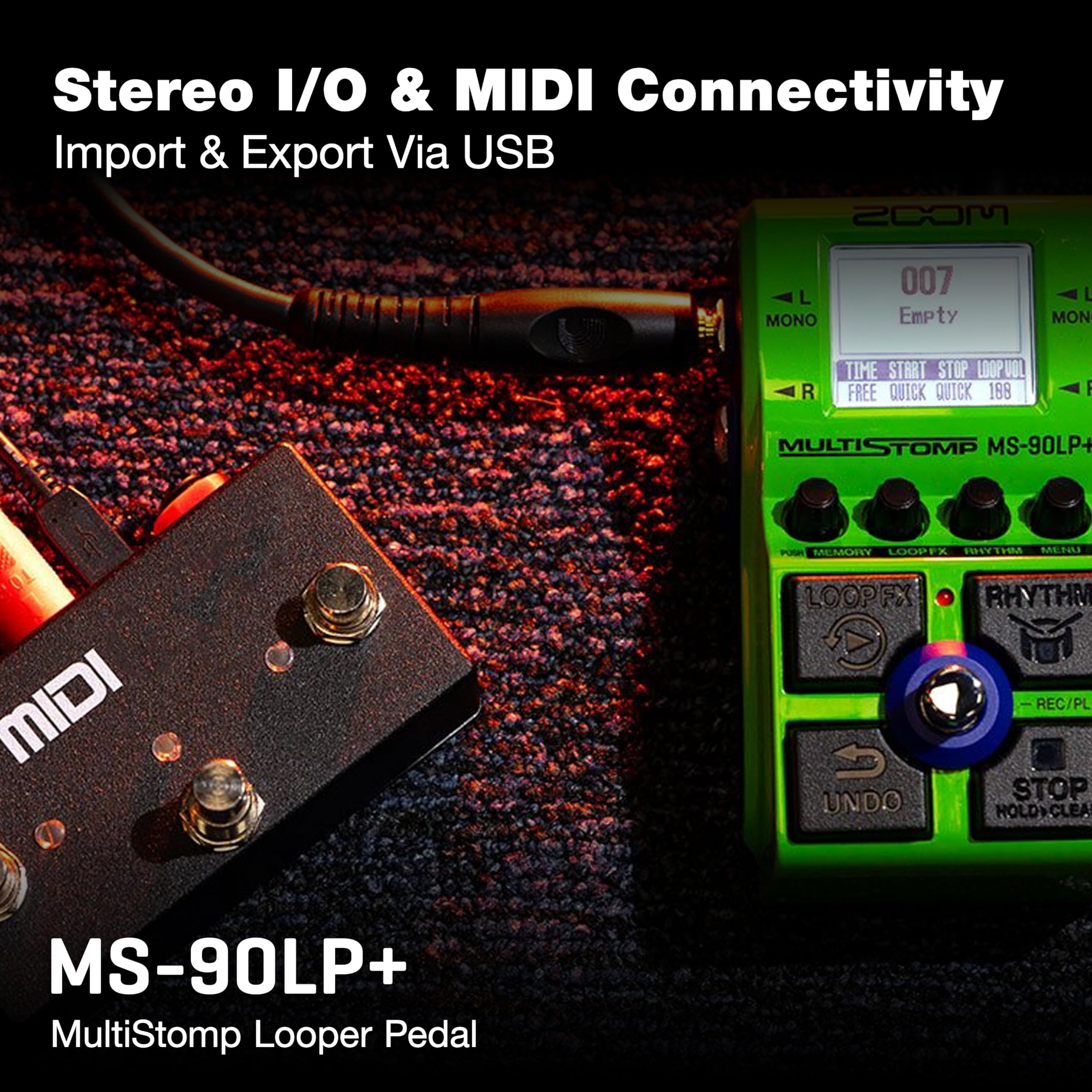 Zoom MS-90LP+ MultiStomp Guitar Pedal with 13 Hour Recording, 90