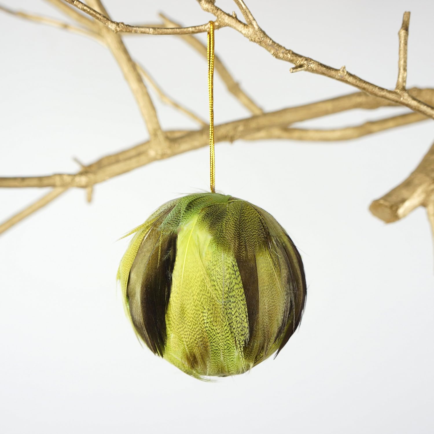 Lime Green Feather Christmas Ornament - 3" Xmas Decorations Holiday Fall Decor