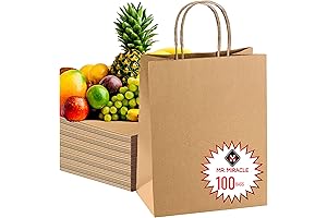 57 Lb Large Bulk Kraft Paper Grocery Bags with Handles (50)