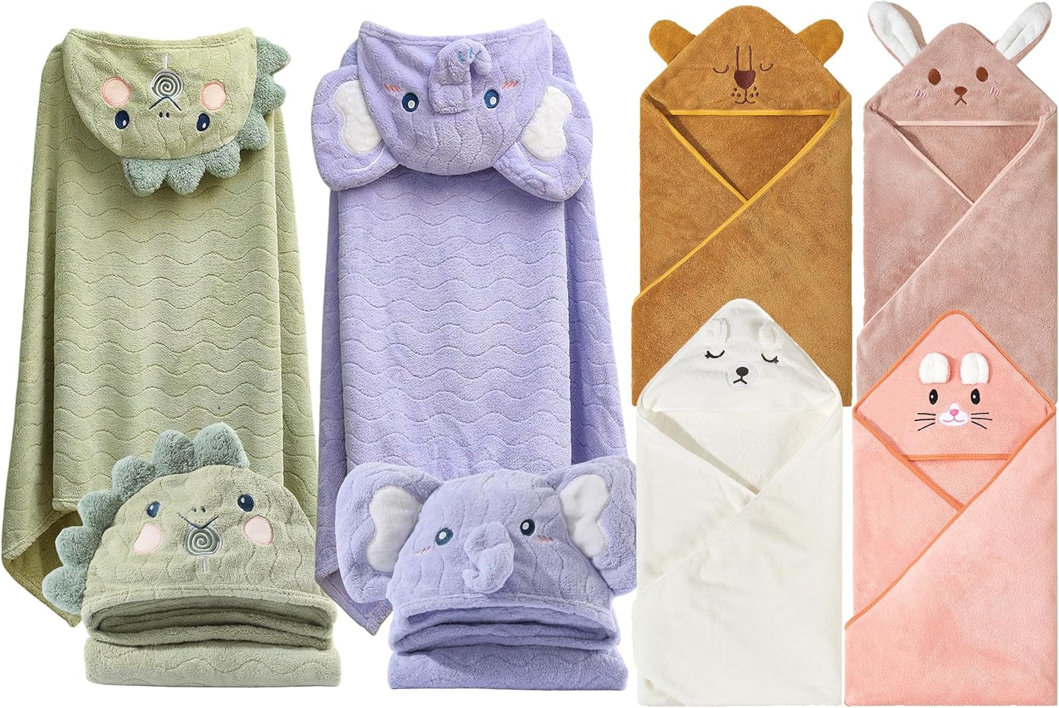 Toddler Hooded Baby Bath Towel 4Pack 31.5\"x31.5\" in Unisex Baby Bath Towels Ultra Absorbent Soft Boys Girls Bath Towel Set Gift for Babies, Infant, Newborn Essential