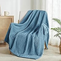 Exclusivo Mezcla Super Soft Waffle Fleece Throw Blanket 50x70 Slate Blue - Lightweight Cozy for Couch Bed Sofa