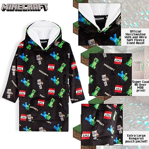 Miniatura 4 de Minecraft Sudadera con capucha para niños, manta de gran tamaño, bata de forro polar para niños