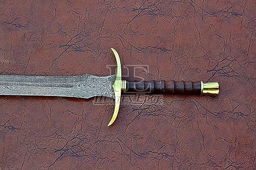 Miniatura 6 de HUNTEX - Espada de acero de Damasco legendaria exclusiva espada vikinga Gladius de 32 pulgadas de largo, mango de palisandro afilado con vaina de