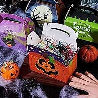 Vista 6 de JOYIN 24 cajas de golosinas de Halloween para dulce o truco, cajas de regalo de dulces de Halloween con asa, cajas de panadería, cajas de regalo