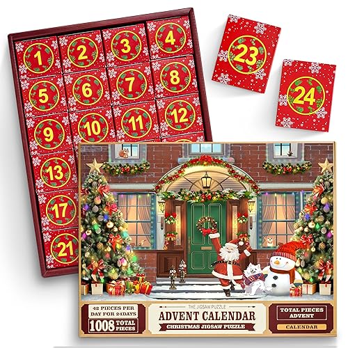 Jigsaw Advent calendar 2024, Christmas Puzzles 1008 pcs,Advent Calendar Puzzle,Christmas Countdown Calendar Jigsaw Puzzle, Holiday Santa Puzzle as Home Decor,Funny Christmas Game Gift for Adult Kids