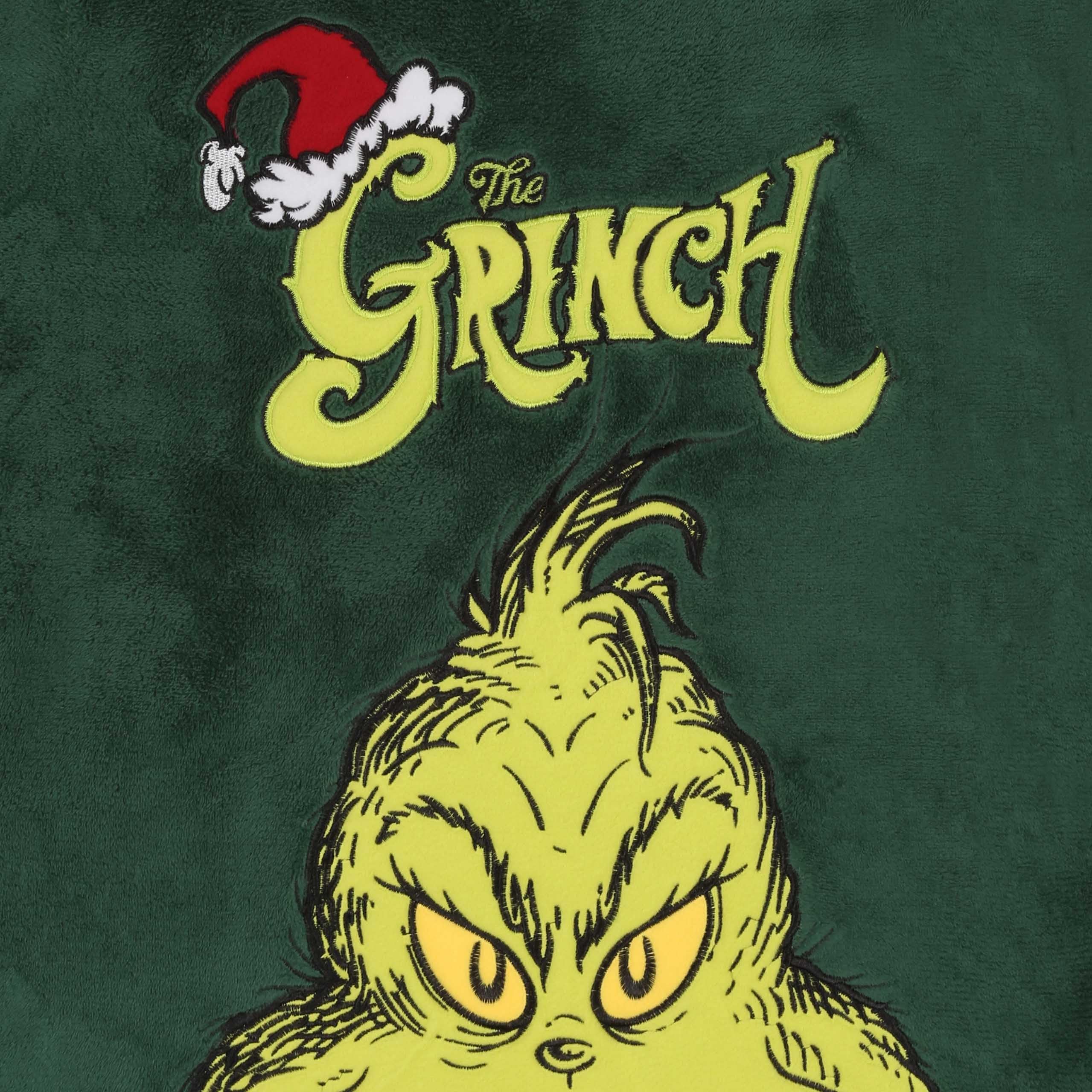 sarcia.eu Pigiama da Donna in Pile Verde Grinch, Caldo, a Manica Lunga, Festivo
