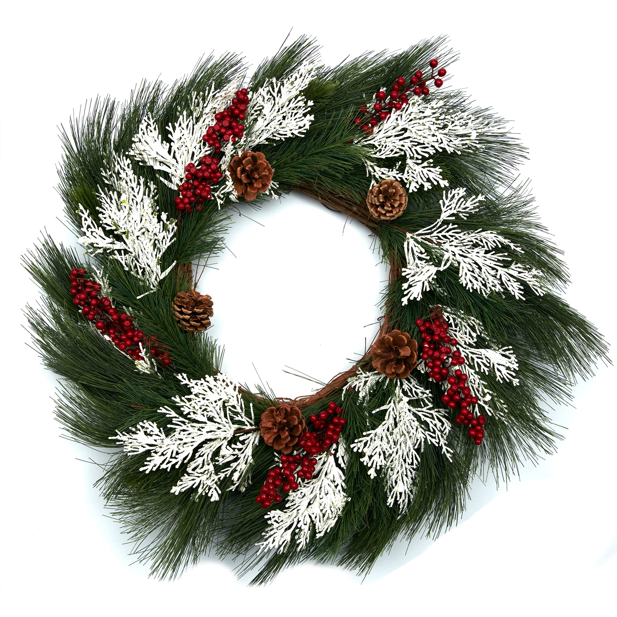 Zeno Red Christmas Wreath | 50Cm Pine Cone & Berry Door Wreath