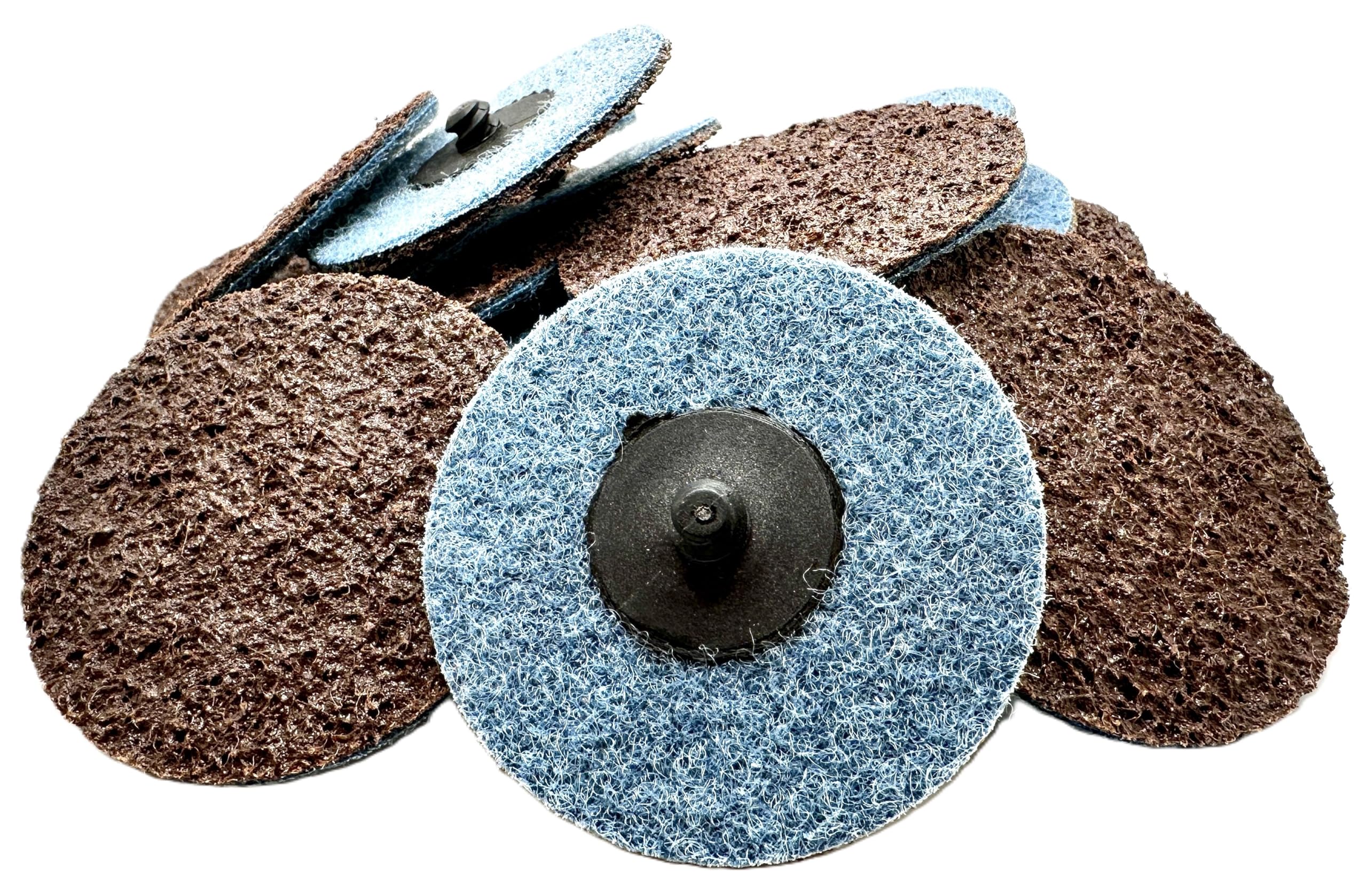 Disco de acondicionamiento de superficie no tejido resistente de 7.6 cm SE con bloqueo de rollo grueso, cambio rápido, para desbarbar, lijar, mezclar, pulir y eliminar pintura con respaldo