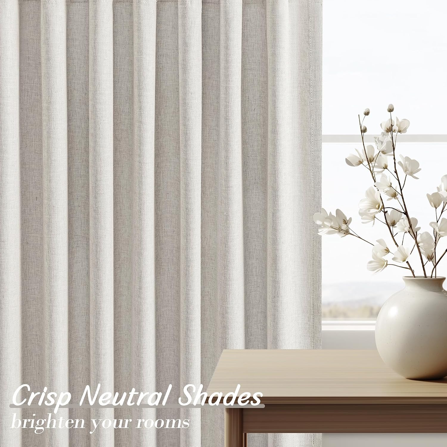 Short Blackout Curtains 52" W x 54" L, Natural 2 Panels Set image 4
