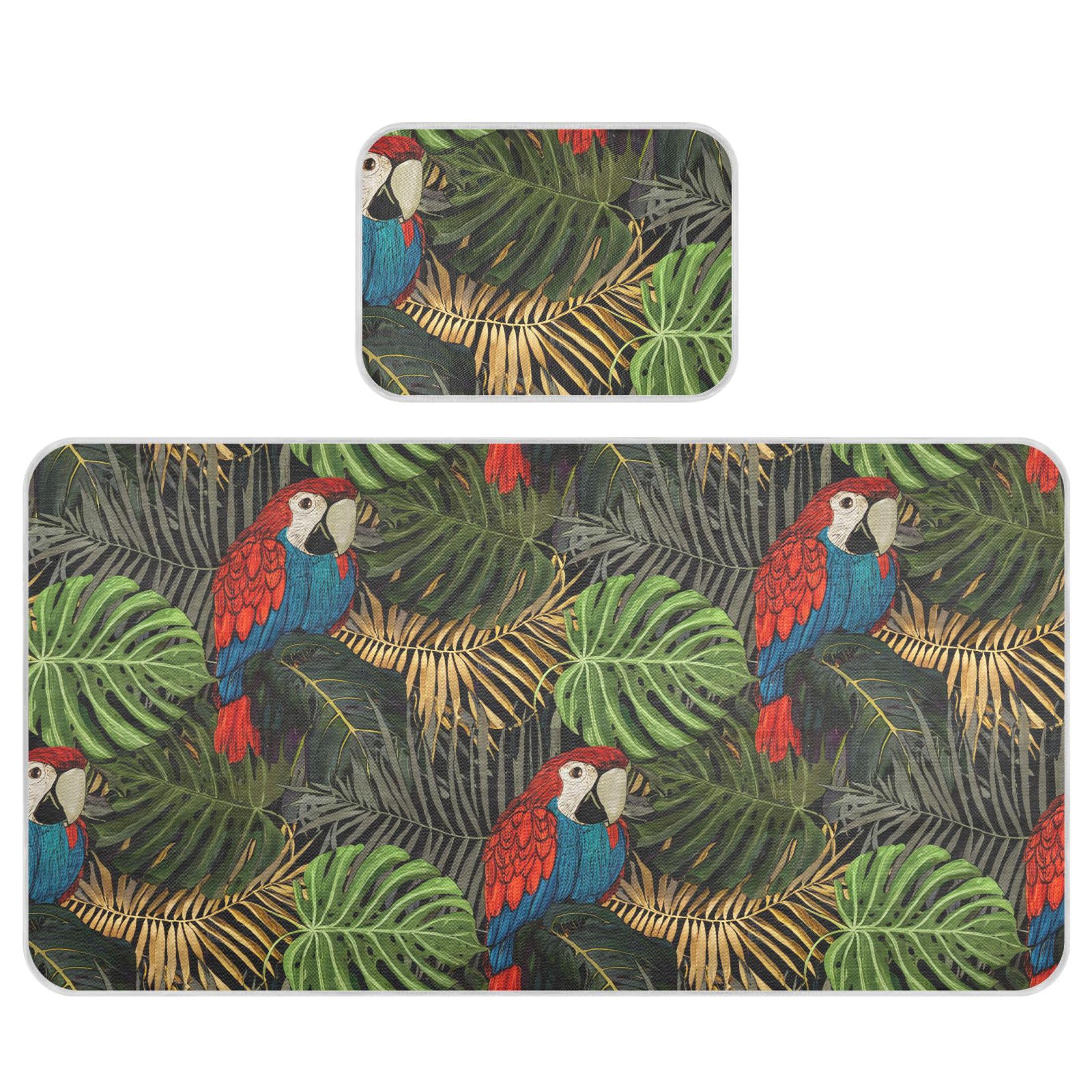 Takiito Jungle Foliage Parrot Baby Cooling Mattress Pad, Soft & Breathable Cooling Mat Keep Baby Cool in Summer 28x52 in, Nursery Essential