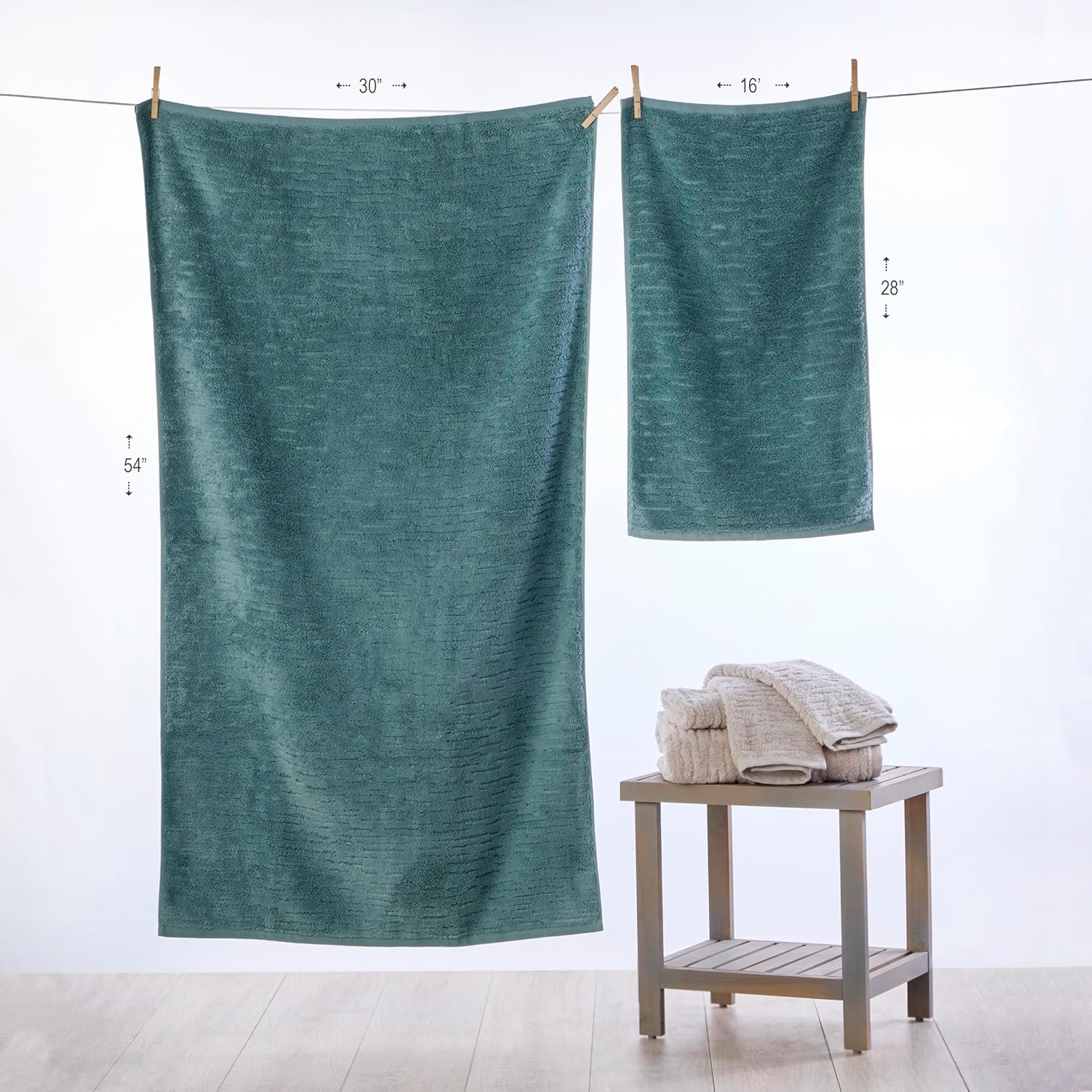 SKL Home CloudSoft Cotton Luxury Hand Towel 2pc Set for Bath/Kitchen/Bar & Gift, Teal - Image 3