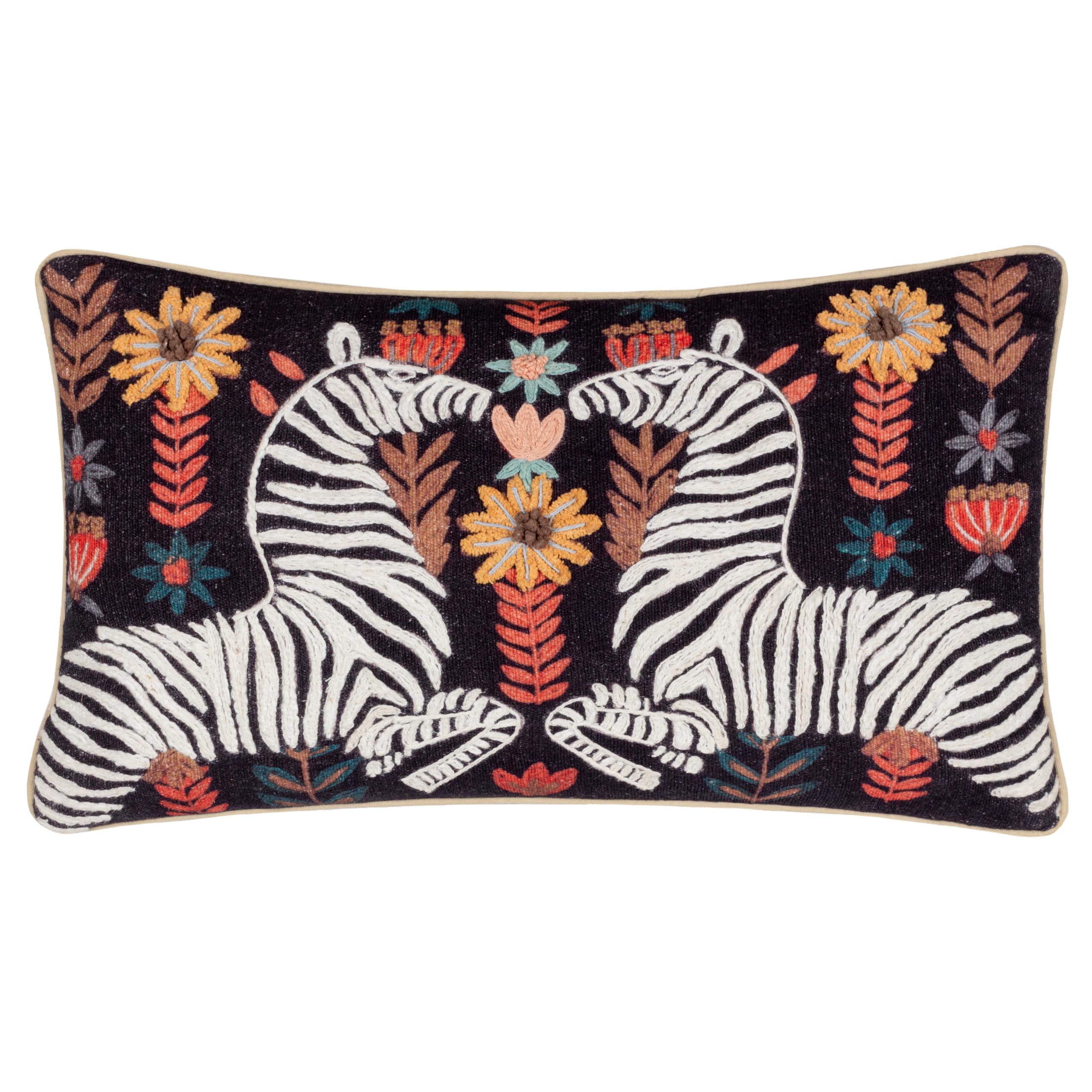 Wylder - Filled Cushion - Mirrored Zebra Embroidered - 30cm x 50cm