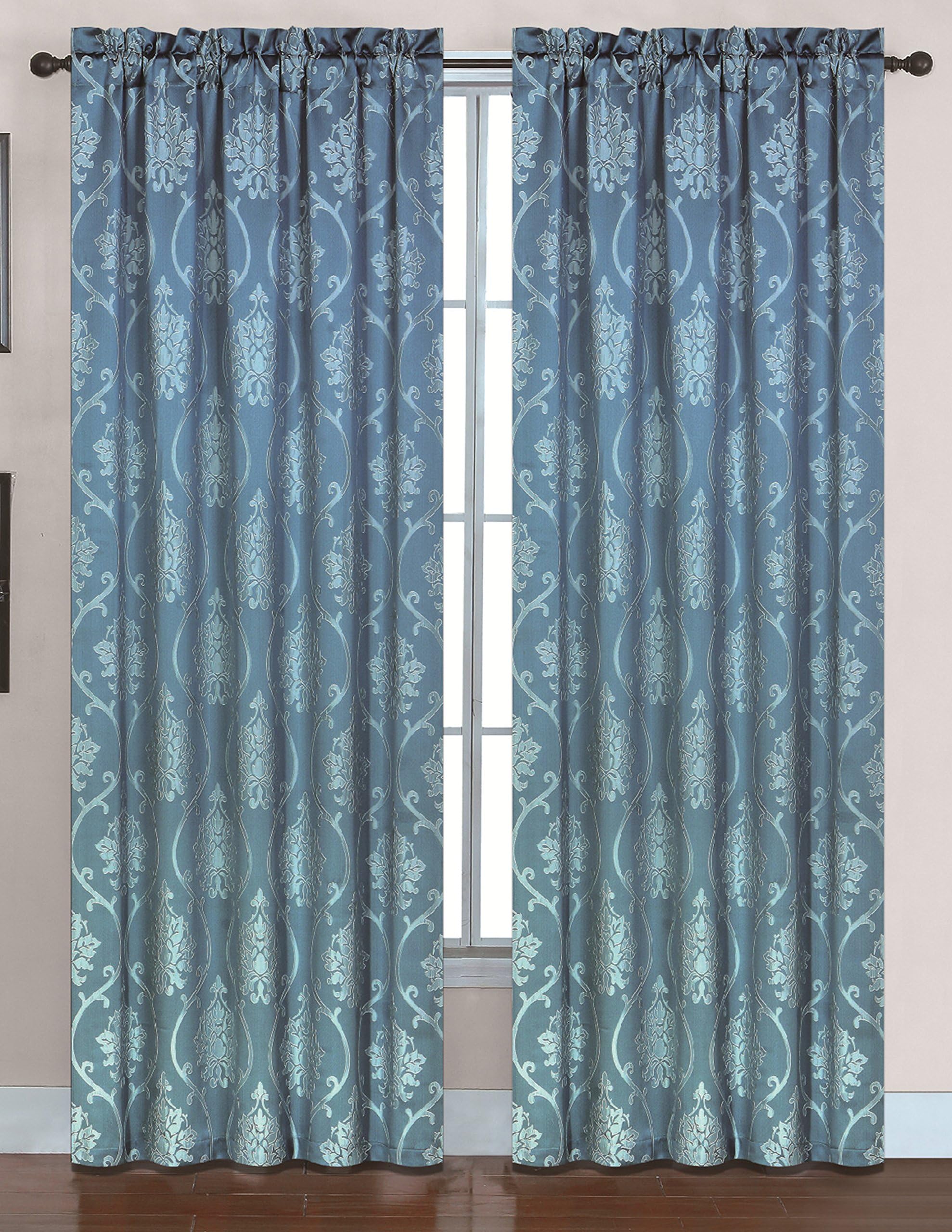RT Designers Collection Sephora Rod Pocket Window Curtain Panel, 54 x 90, Blue