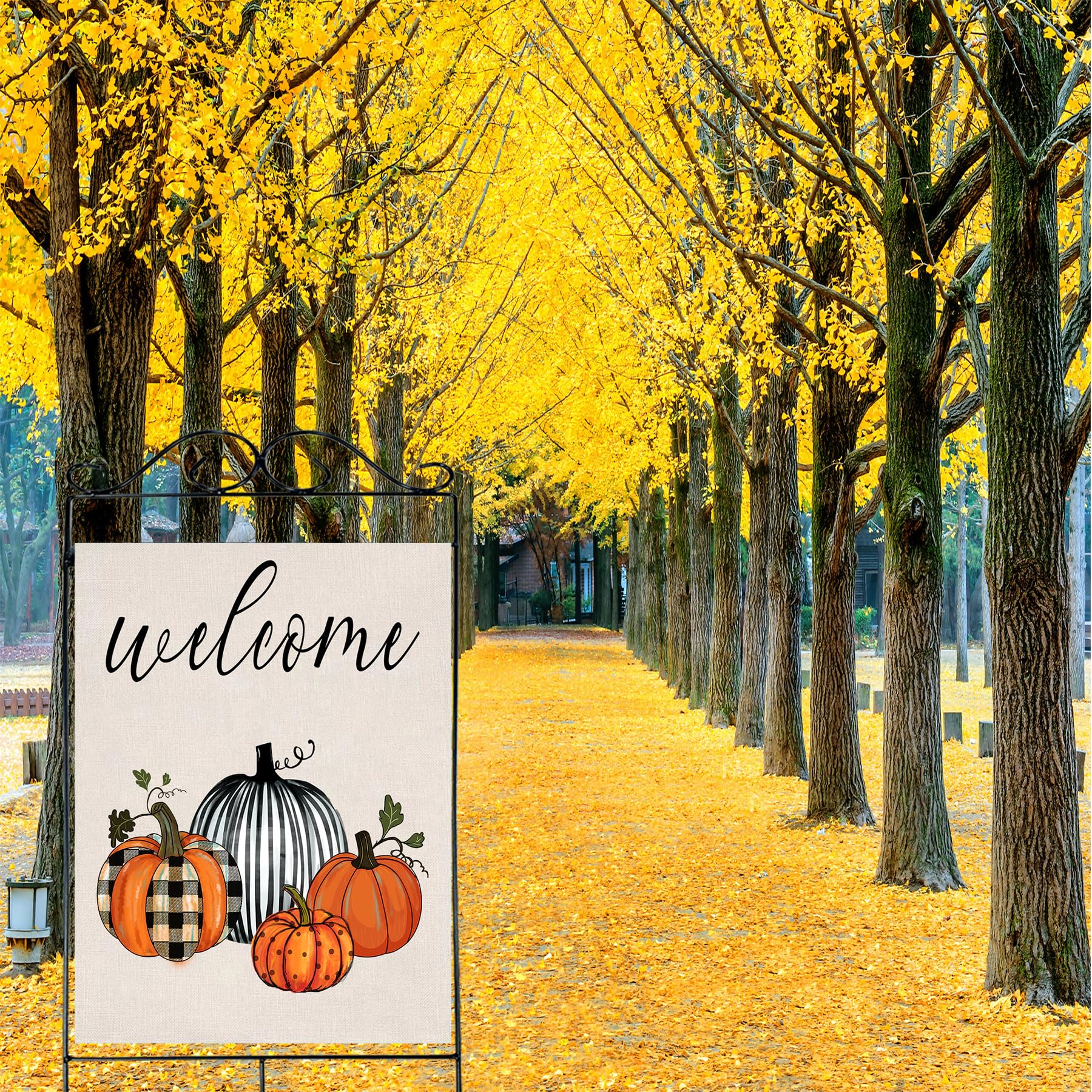 Herbst-Flagge 'Hello Pumpkin' – 71x102 Cm, Doppelseitig, Bauernhaus-Stil Für Garten & Terrasse