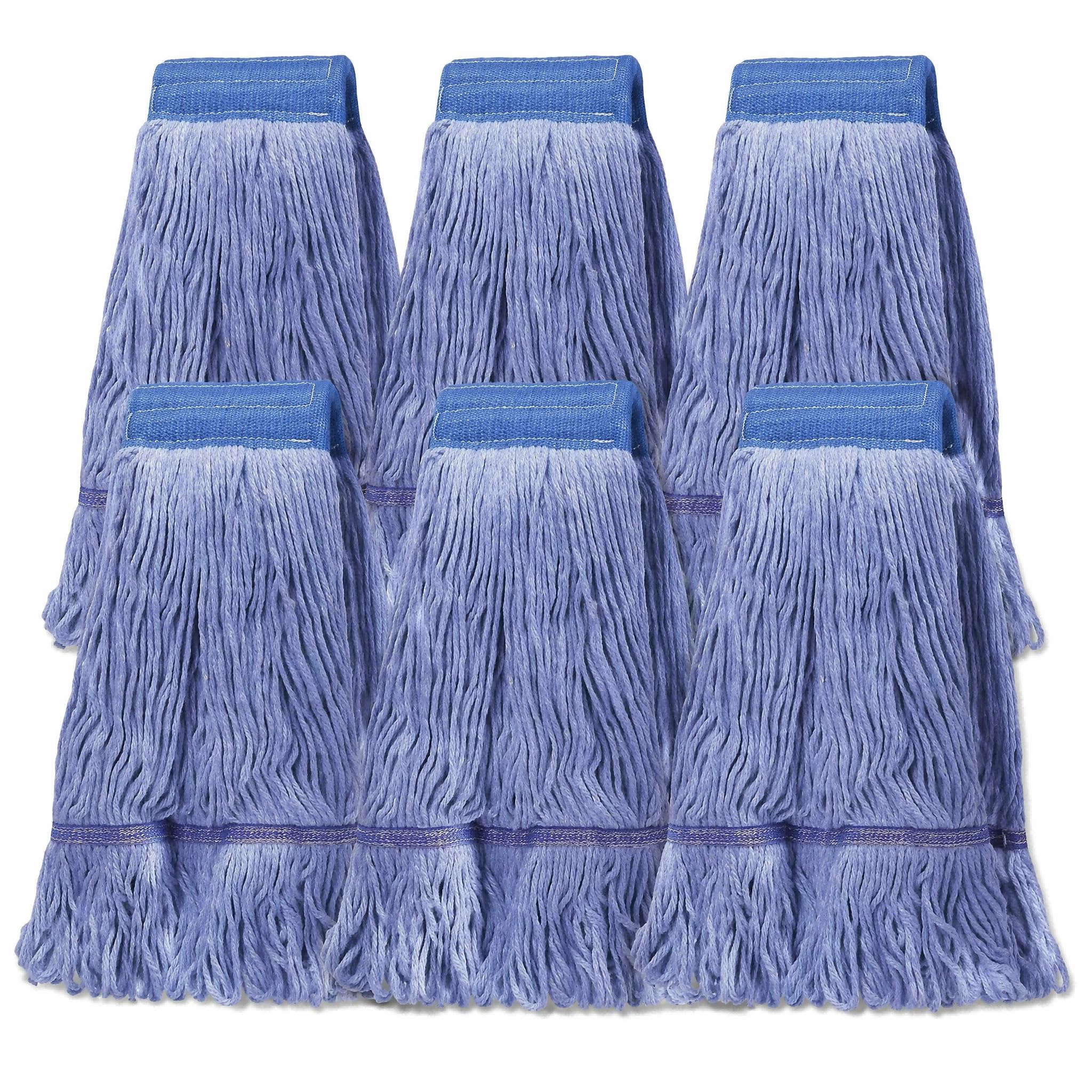 6Pack Heavy Duty Commercial Looped End Cotton Mop,String Cotton Mop Refill Heads Wet Industrial Blue Cotton Looped End String Head Refills