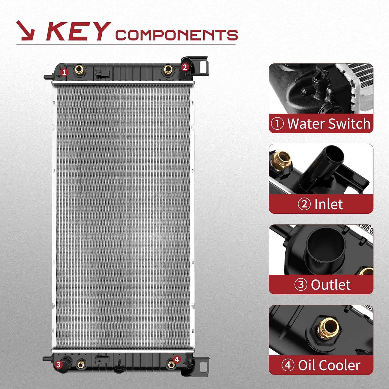YITAMOTOR Radiator Compatible with 99-13 Chevrolet Tahoe Suburban 1500 Avalanche Silverado 1500 Classic 2500 HD GMC Sierra 1500 Classic 2500 HD Yukon XL 1500 Cadillac Escalade ESV OE Style Radiator
