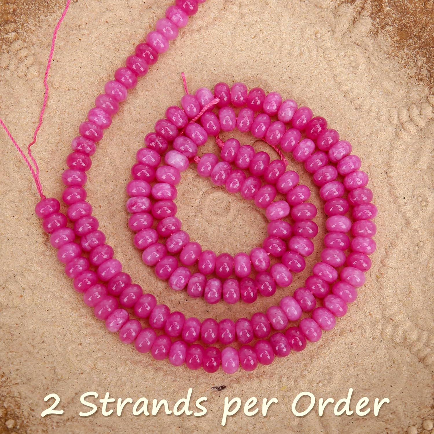 2 Strands (150PCs) Rose Jade Rondelle Beads, 5 * 8mm Gemstone Loose Spacer Abacus Disk Beads for DIY Bracelet Necklace Earrings Jewelry Making, Craft Supplies Beading Kit - Image 2