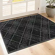 COSY HOMEER Door Mat Non-Slip, Soft Absorbent TPR Backing Doormat for Front Door Inside Entrance, Washable Low Profile Mats for Pets & Family, 24" x 36", Dark Grey