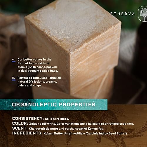 Miniatura 5 de Mantequilla Kokum cruda  Sin refinar, sin desodorizar, sin blanquear  Semillas orgánicas cultivadas en la naturaleza  Fabricación de jabón a granel