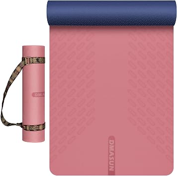 DMASUN Yoga Mat Thick 10mm Double Sided Non Slip Workout Mat, Professional TPE Yoga Mat for Men Women, Thick Workout Mat with Carrying Strap, Fitness Mats for Exercise, Yoga, Fitness, Pilates, Floor Workouts  72" x 24" x 2/5"