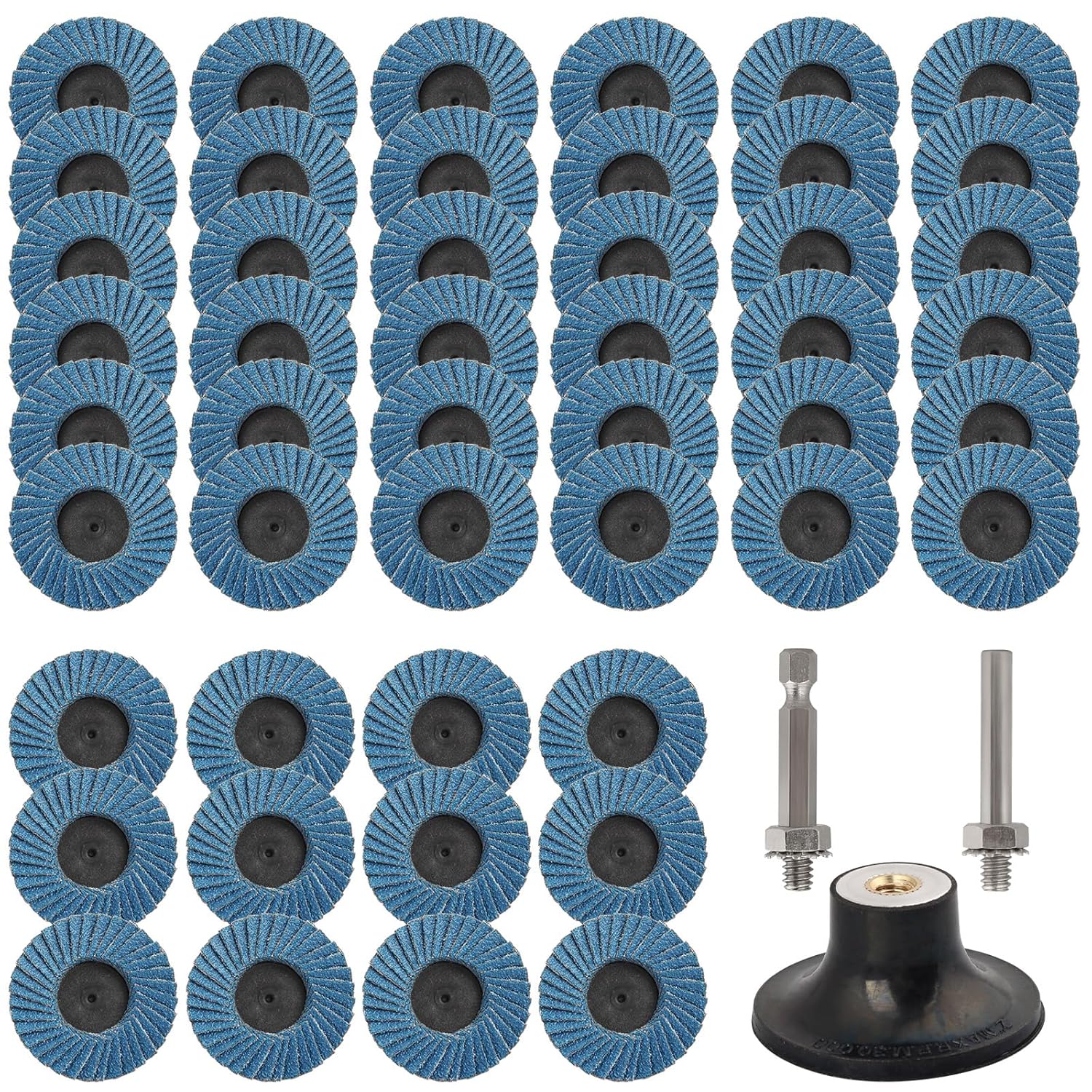 60 Pcs Die Grinder Sanding Disc, 2 Inch Flap Disc Set with 1/4 Inch Holder, Flat Flap Discs Roll Lock Sanding Wheel 40 60 80 120Grit for Angle Grinder Rust Removal