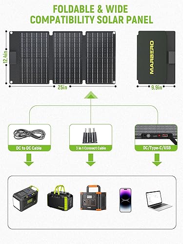 Miniatura 4 de MARBERO Generador solar con paneles incluidos, generador de energía solar de 88.8 Wh con paneles solares 30 W estación de energía portátil para