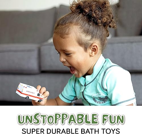 Miniatura 6 de SplashEZ Juguetes de baño de coche sin moho para niños  Juguetes de baño para niños pequeños sin agujero para el agua  Juego de vehículos tamaño