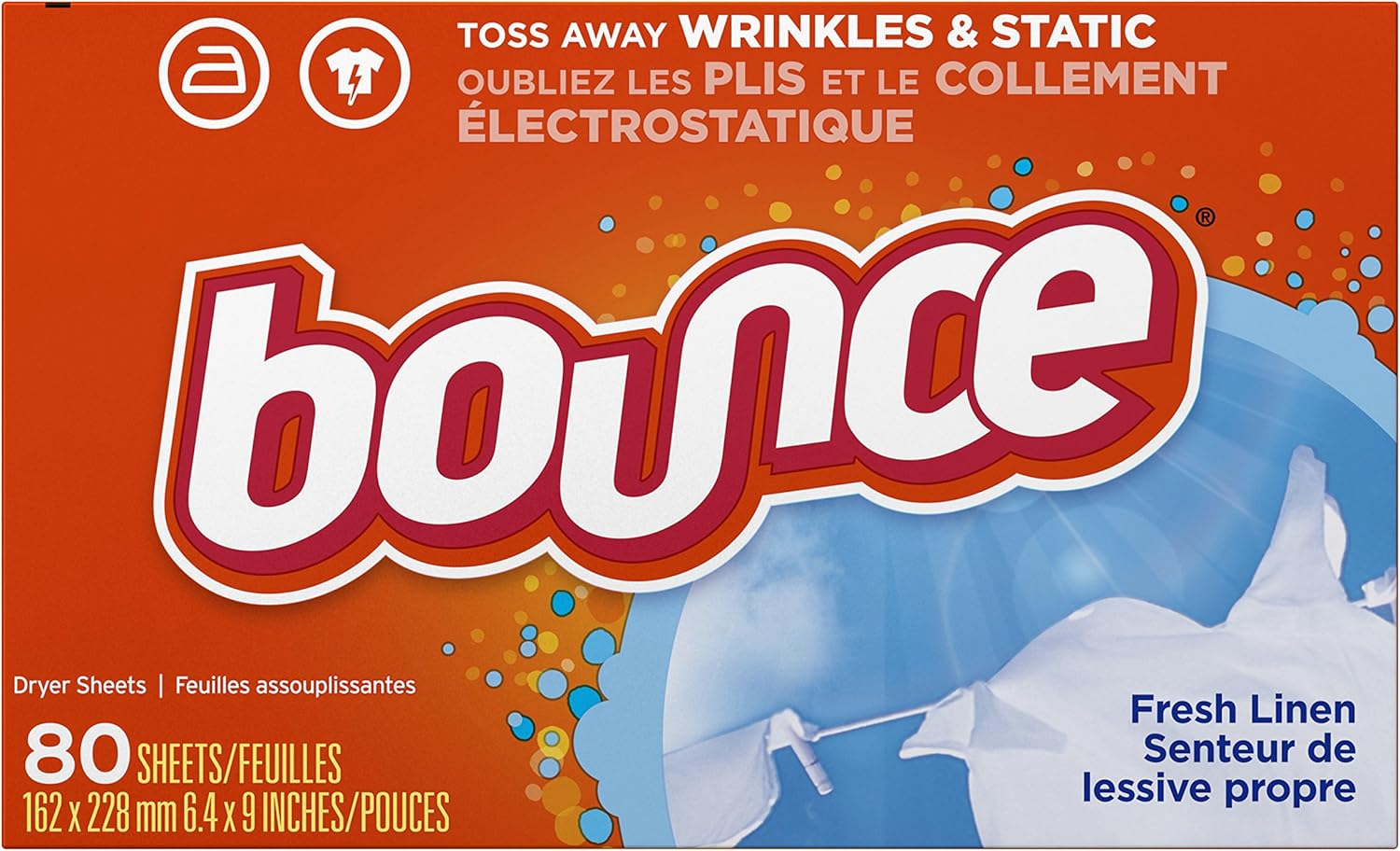 Bounce Fabric Softener Dryer Sheets, Fresh Linen, 80 Count (Pack of 3)