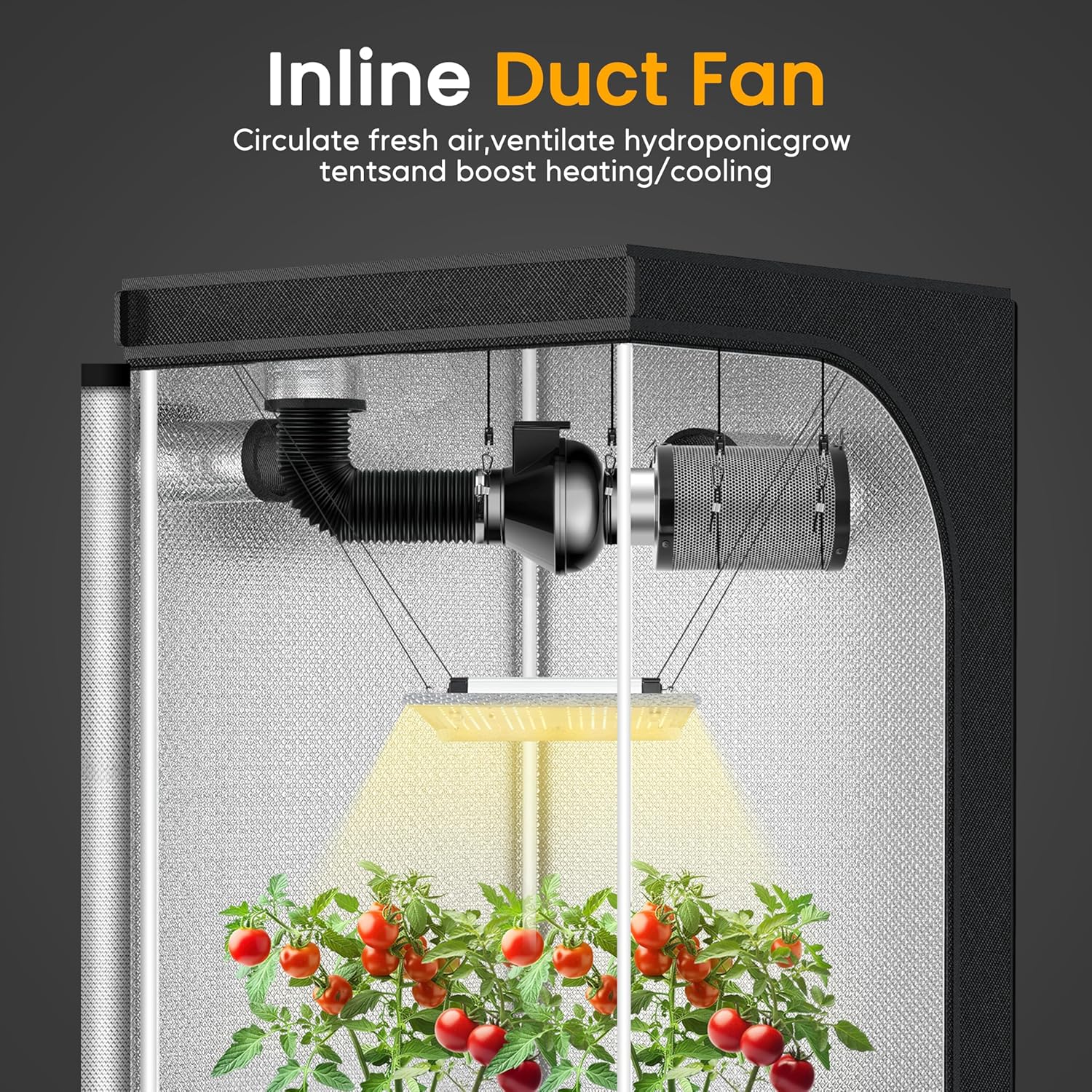 HealSmart 4 Inch 195 CFM Exhaust Ventilation Fan for Grow Tent, Attic, HVAC, Basements or Kitchens, Low Noise, 1 Pack, Black