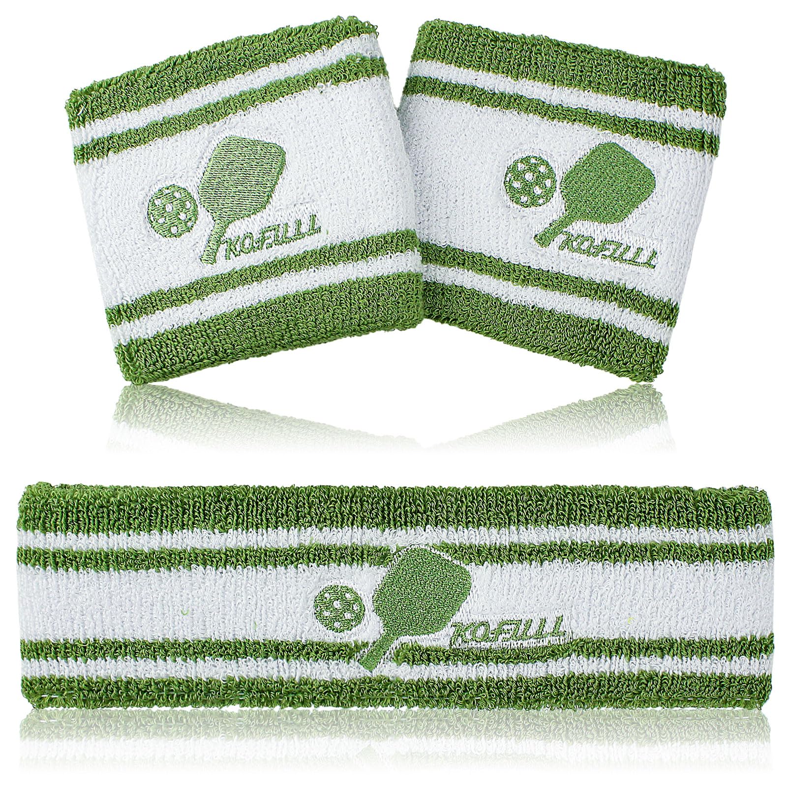 KOFULL Pickleball Accessories Men, Pickleball Gifts for Women, Pickleball Accessries for Men,Pickle Ball Accessories Sweat Bands Headband Set for Pickleball Tennis Golf Yoga Sports,Team,Cotton,Green