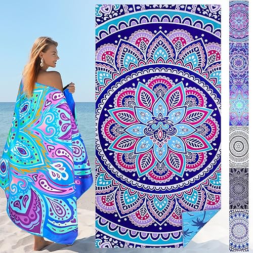 Tudomro Juego de 6 toallas de playa extra grandes de 75 x 40 pulgadas, toalla de playa de gran tamaño, toalla de baño absorbente, toalla de baño de