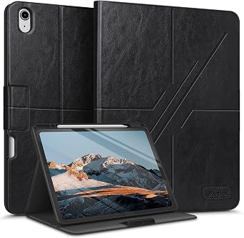 Antbox Vegan Leather Case for iPad Air 13 Inch M4/ M3/ M2, Fully Supports Pencil Pro and Pencil USB-C, Auto Sleep/Wake, Built-in Pencil Holder iPad 13 Inch Case Black