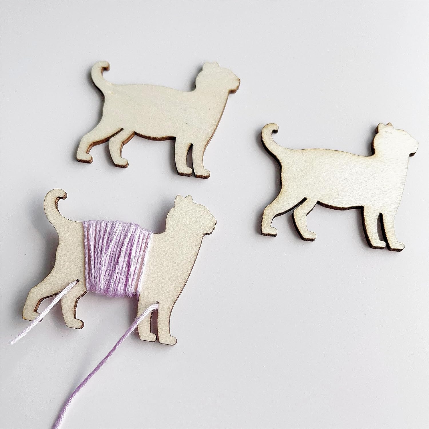 Set of 200 Wood Cat Bobbins Thread Holders, Floss Organiser, Cross Stitch Embroidery Thread Storage (200)