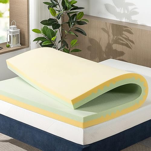 Miniatura 20 de Zinus - Colchón de espuma viscoelástica de té, color verde, 2 pulgadas, espuma viscoelástica, Completo Verde,Blanco
