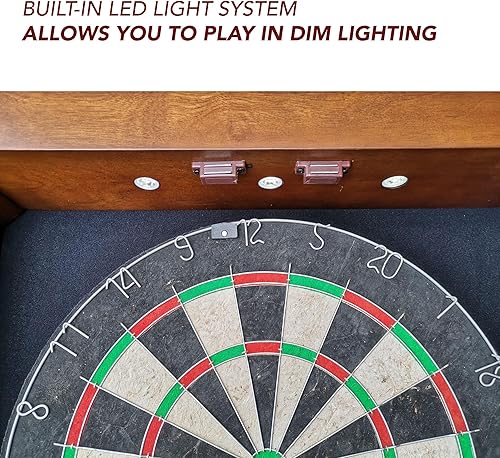 Miniatura 4 de Hathaway Farmington - Juego de diana de dardos y gabinete, incluye diana de 18 pulgadas, dardos de punta de acero, marcadores de tiza, perfecto para