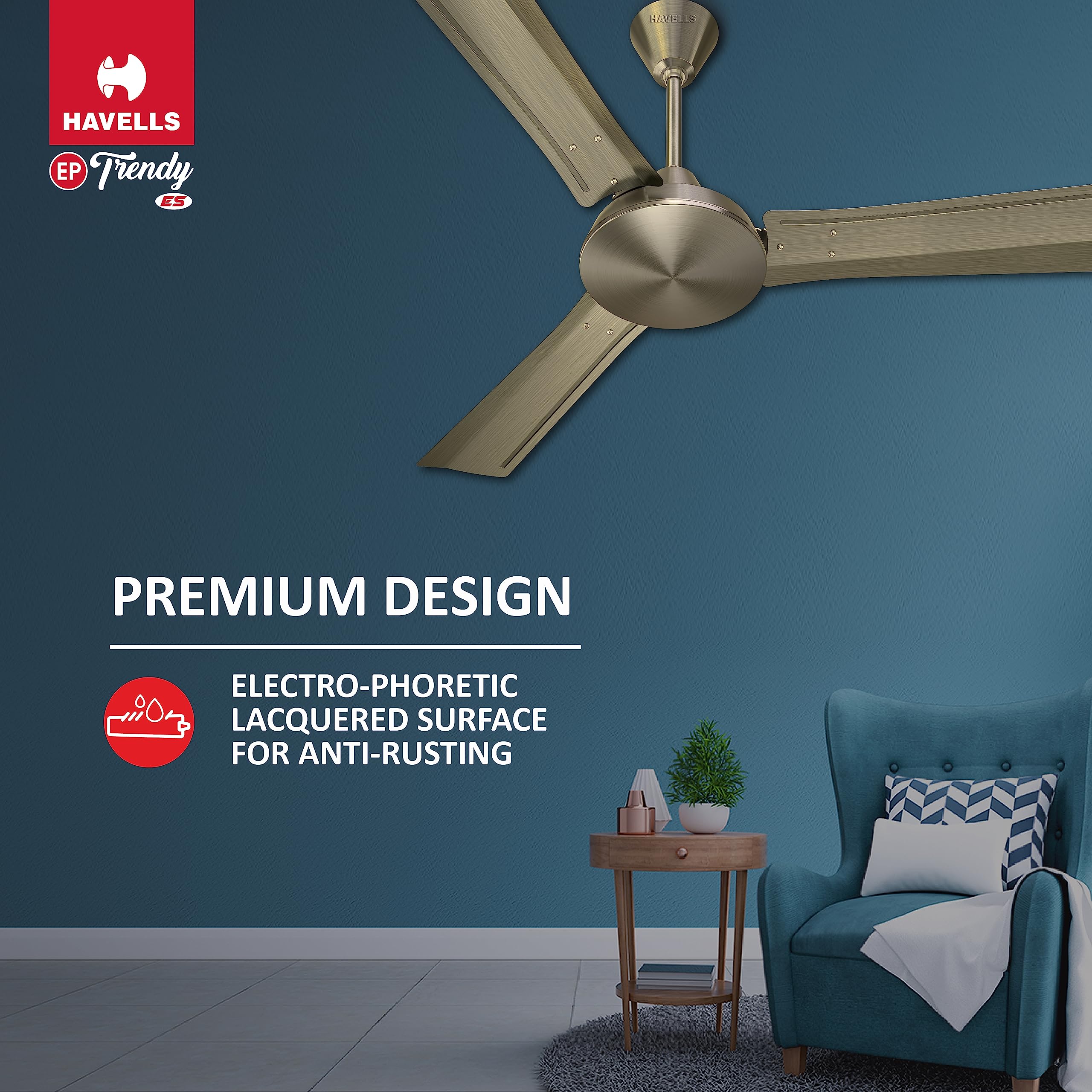 Havells EP Trendy ES Ceiling Fan - Antique Brass -3
